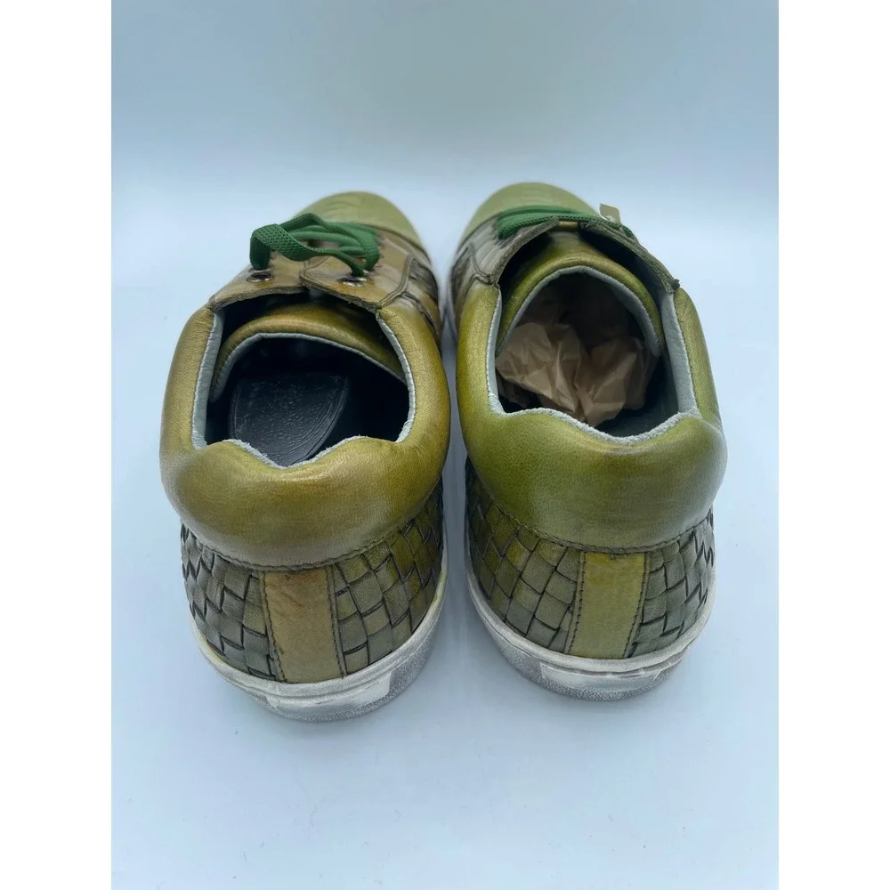 Belvedere Ecco Mens 11 Ant Emerald Green Ostrich Leg Woven Leather Sneakers Y11‎